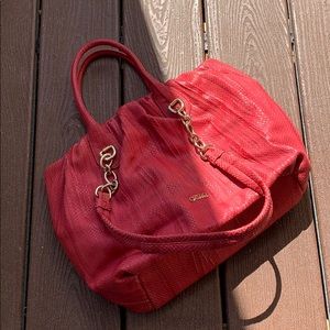 ANTHROPOLOGIE pink snake print shoulder satchel